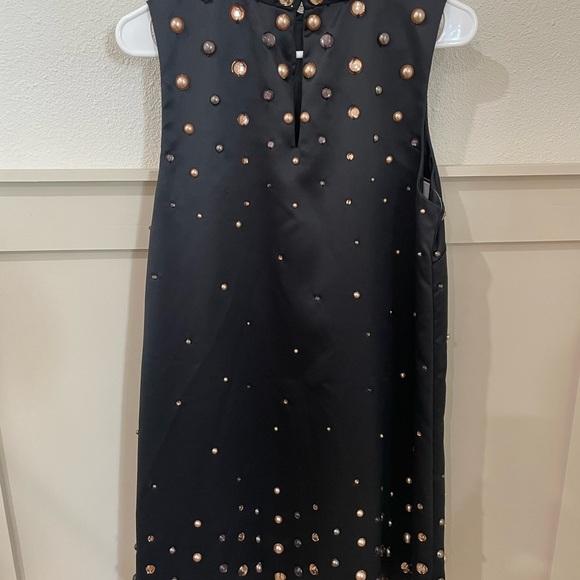 Anthropologie Tanvi Kedia Studded Black Sleeveless Mini Dress Gold Brown - Picture 11 of 14
